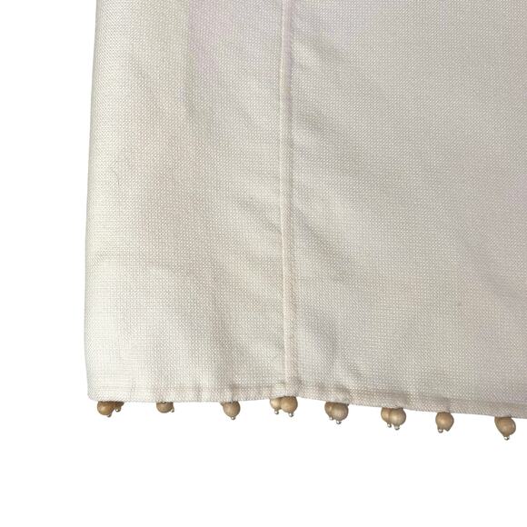 NWT Oscar de la Renta Ivory Wool Silk Pencil Skirt w/Wood Bead Trim Italy Sz 8 - Picture 4 of 9